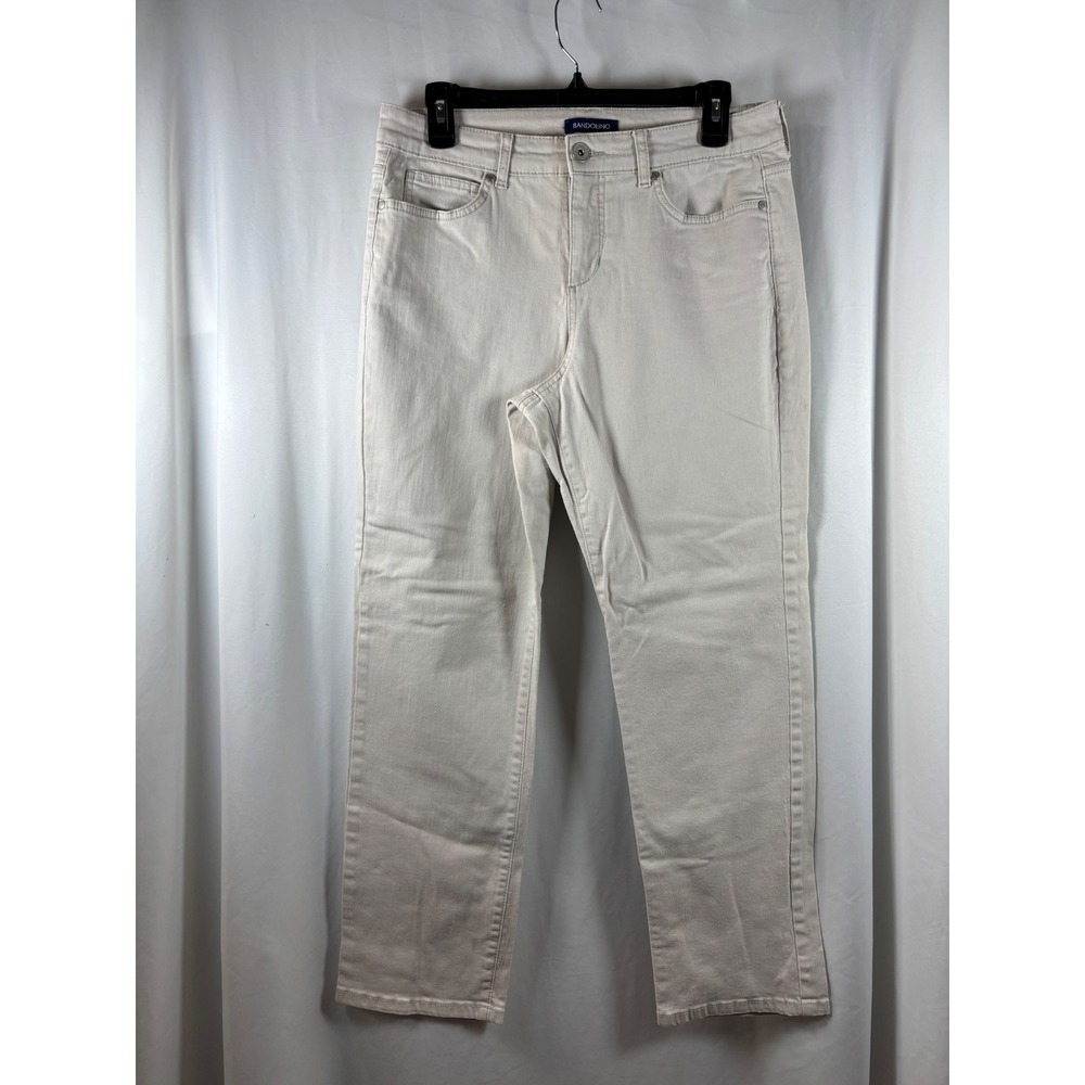 Bandolino Mandie Straight Leg Jeans Womens 12P Beige Stretch Denim Pants